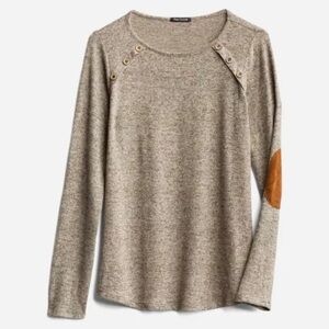 🚨 Pink Clover Brand Lightweight Sweater with brown elbow patches. Medium.